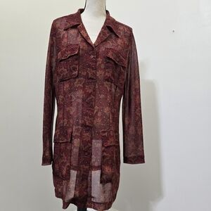 vintage Large COMPAGNIE INTERNATIONALE Express‎ Sheer Paisley Button Up Tunic